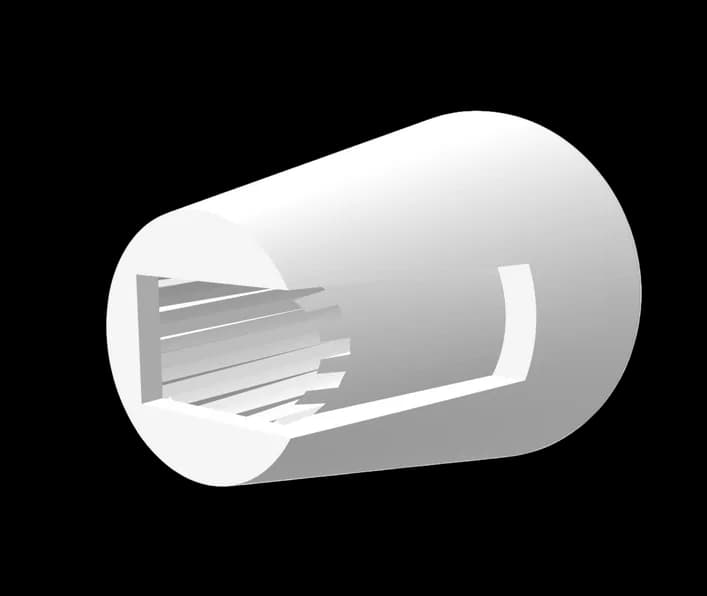 Printed part 07, rendered in white on its own: a cylindrical cap with internal splines